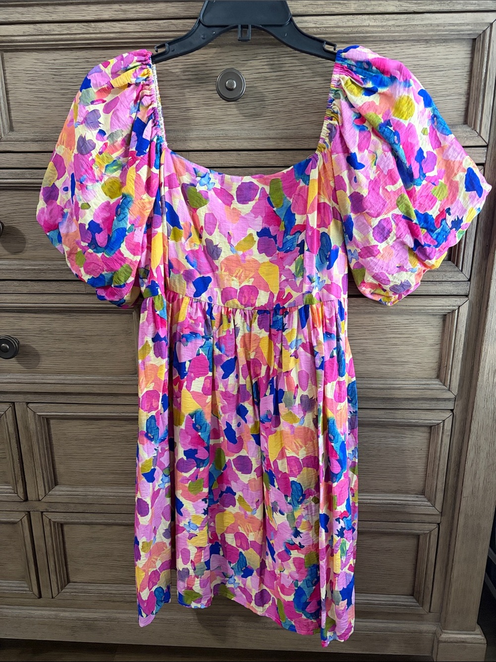 Bibi women’s Pink Multi-Color Puff Sleeve Dress